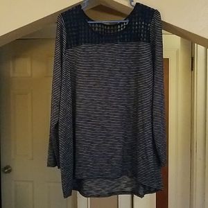 Lane Bryant navy and gray striped shirt